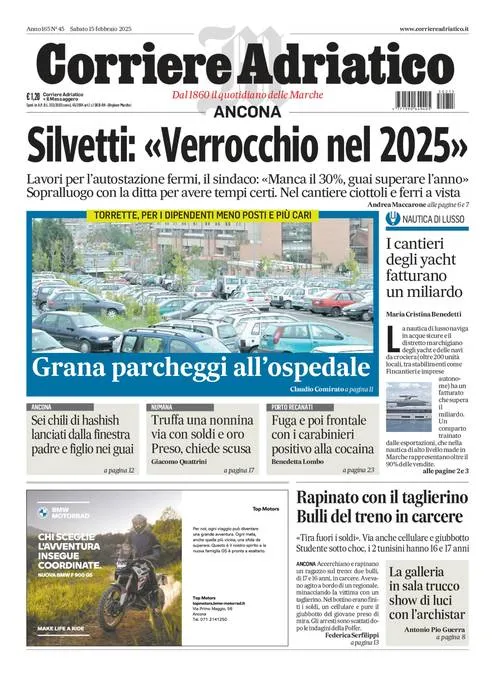 Prima-pagina-corriere adriatico-edizione-di-oggi-15-02-2025